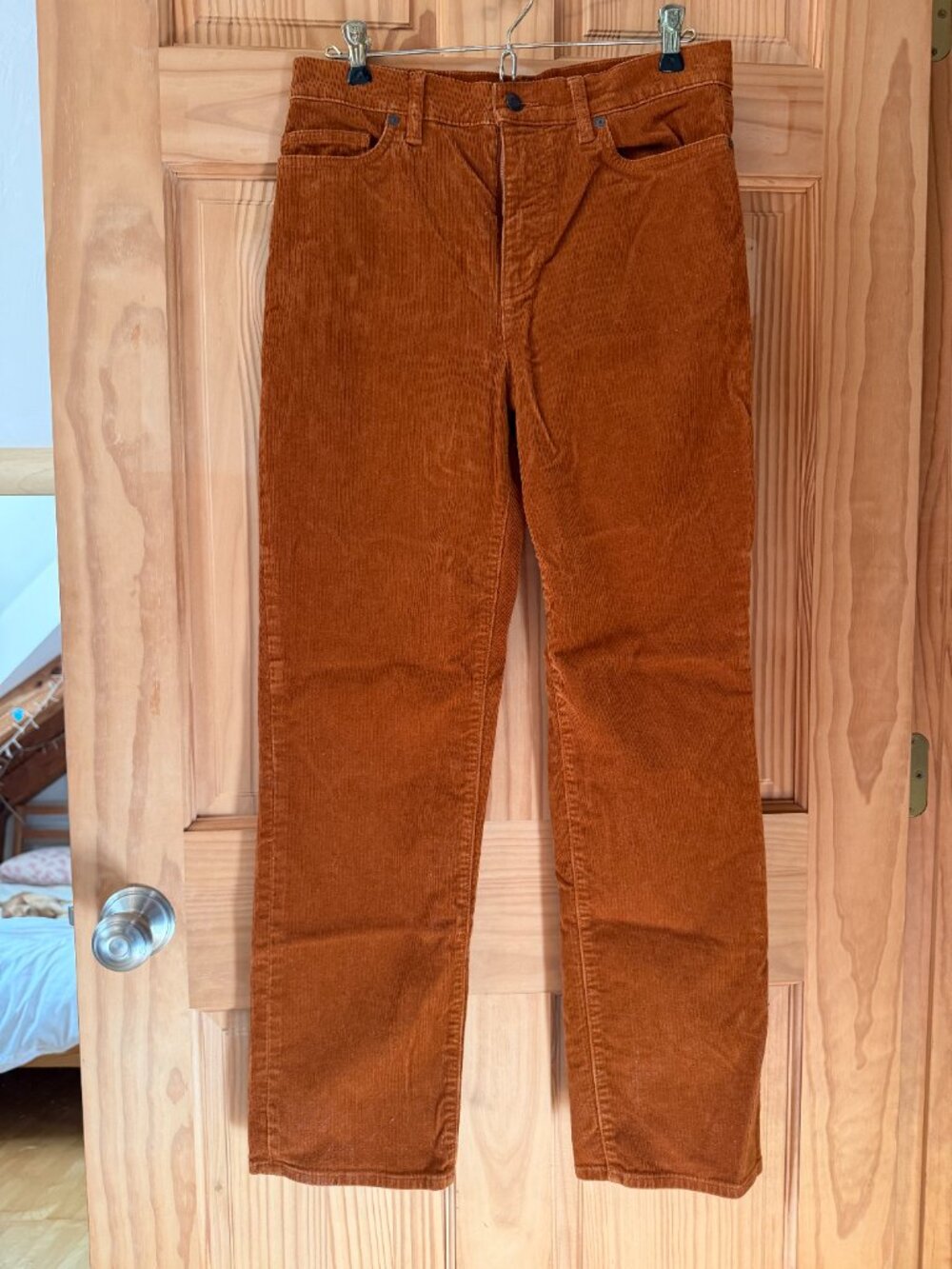 Lands’ End High Rise Straight Corduroy Jeans Rust Sz 8